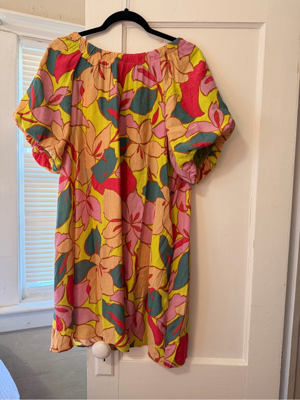 Easel Multicolor Floral Puff Sleeve Cottage Core Dress With Pockets